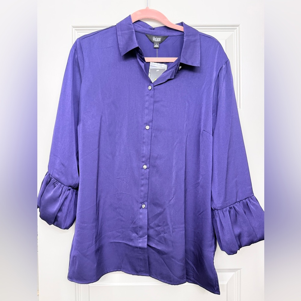 NWT Investments Rich Purple Button-Down Shirt